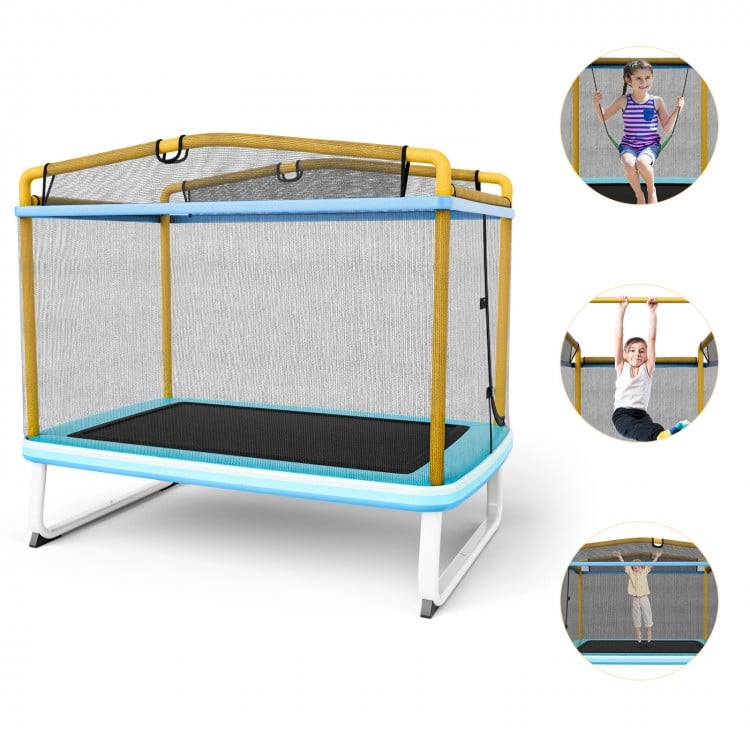 6 Feet Rectangle Trampoline with Swing Horizontal Bar and Safety Net
