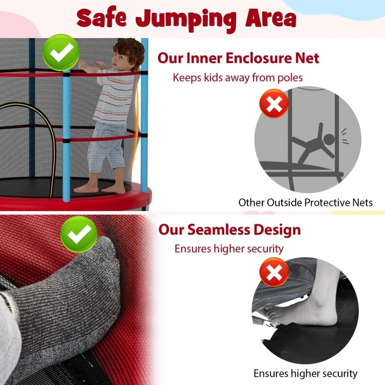 Kids Trampoline Recreational Bounce Jumper with Safety Enclosure Net