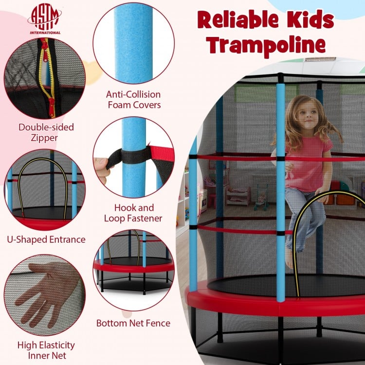 Kids Trampoline Recreational Bounce Jumper with Safety Enclosure Net