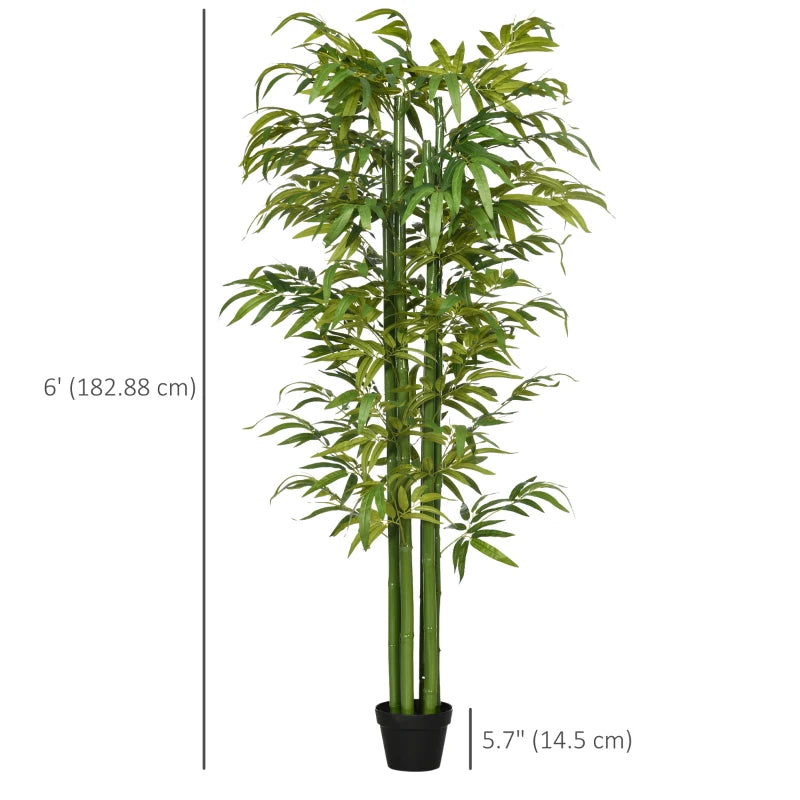 6 FT Artificial Tree Bamboo Tree Fake Plants in Pot for Home Office Living Room Decor, Green