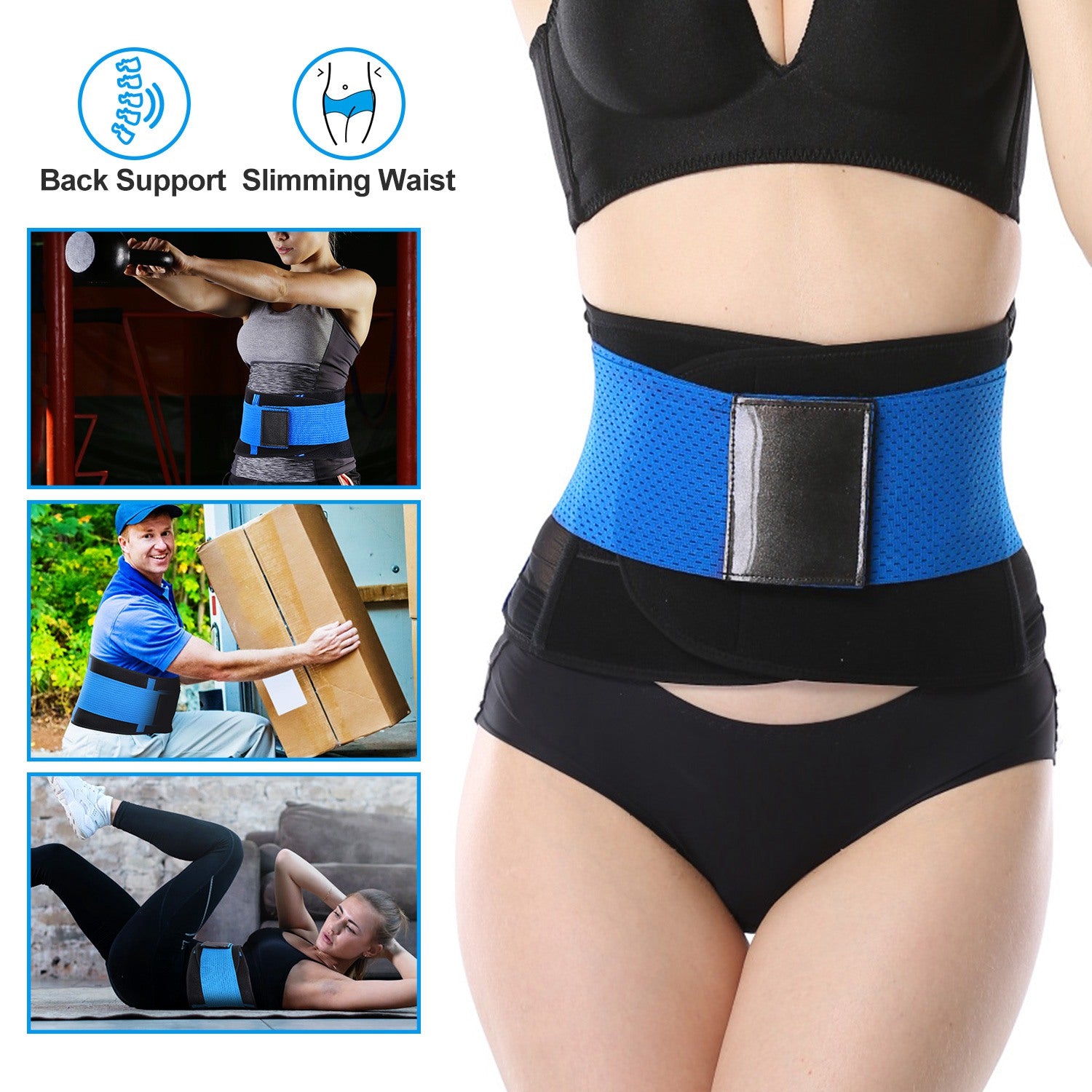Unisex Back Support Belt Lumbar Lower Waist Brace Wrap Band Double Adjustable Pain Relief Sports Strip Trimmer for Back Pain, Herniated Disc, Sciatica