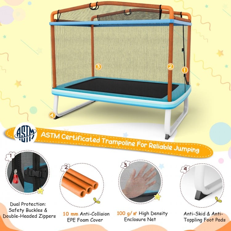 6 Feet Rectangle Trampoline with Swing Horizontal Bar and Safety Net