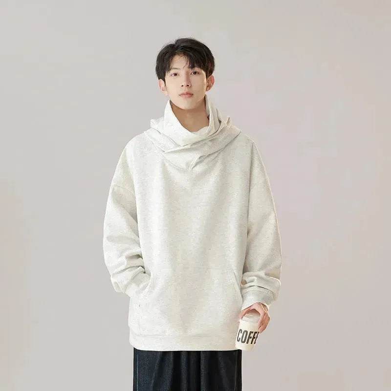 Autumn Winter Oversized Turtleneck Hoodie Pullover for mens