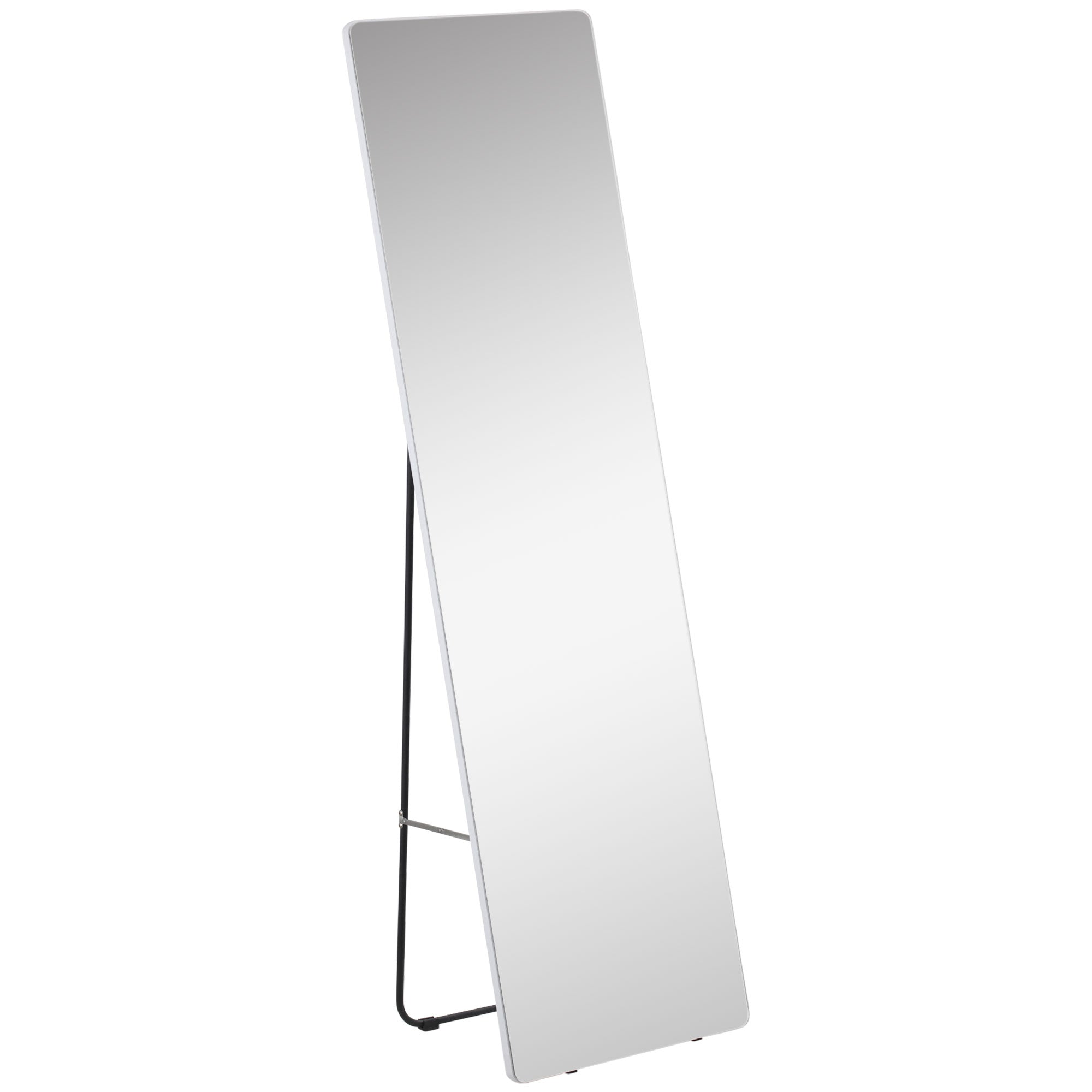 HOMCOM Silvery Silhouette: Full-Length Aluminum Alloy Framed Hanging or Leaning Mirror for Bedroom and Living Room Decor