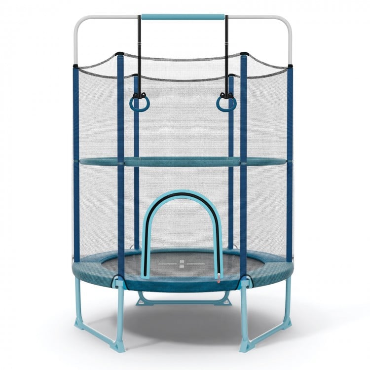 60 Inch Trampoline with Gymnastic Bar and Rings for Kids