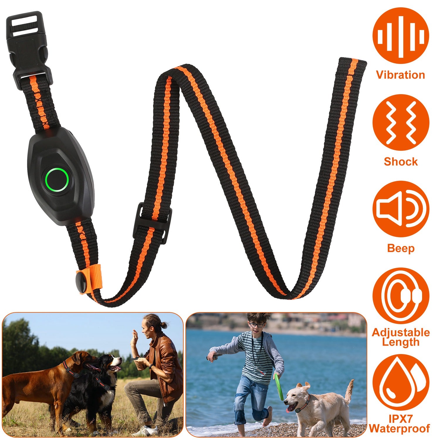 IPX7 Waterproof Electric Dog Training Collar Rechargeable Receiver Beep Vibration Shock for small Medium Large Dogs