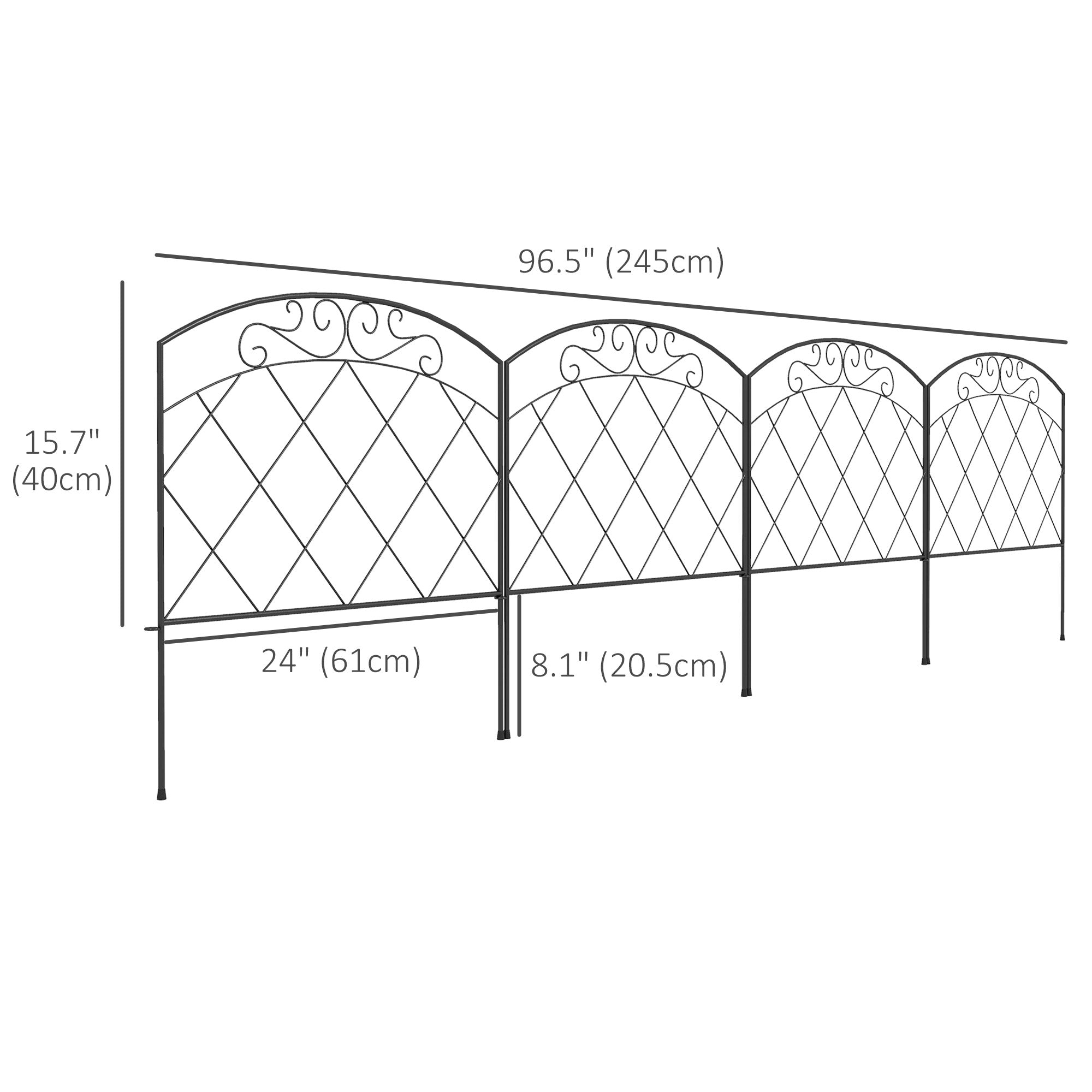 Outsunny 4-Pack Decorative Garden Fence: Swirl Panels for Yard Edging, Animal Barrier