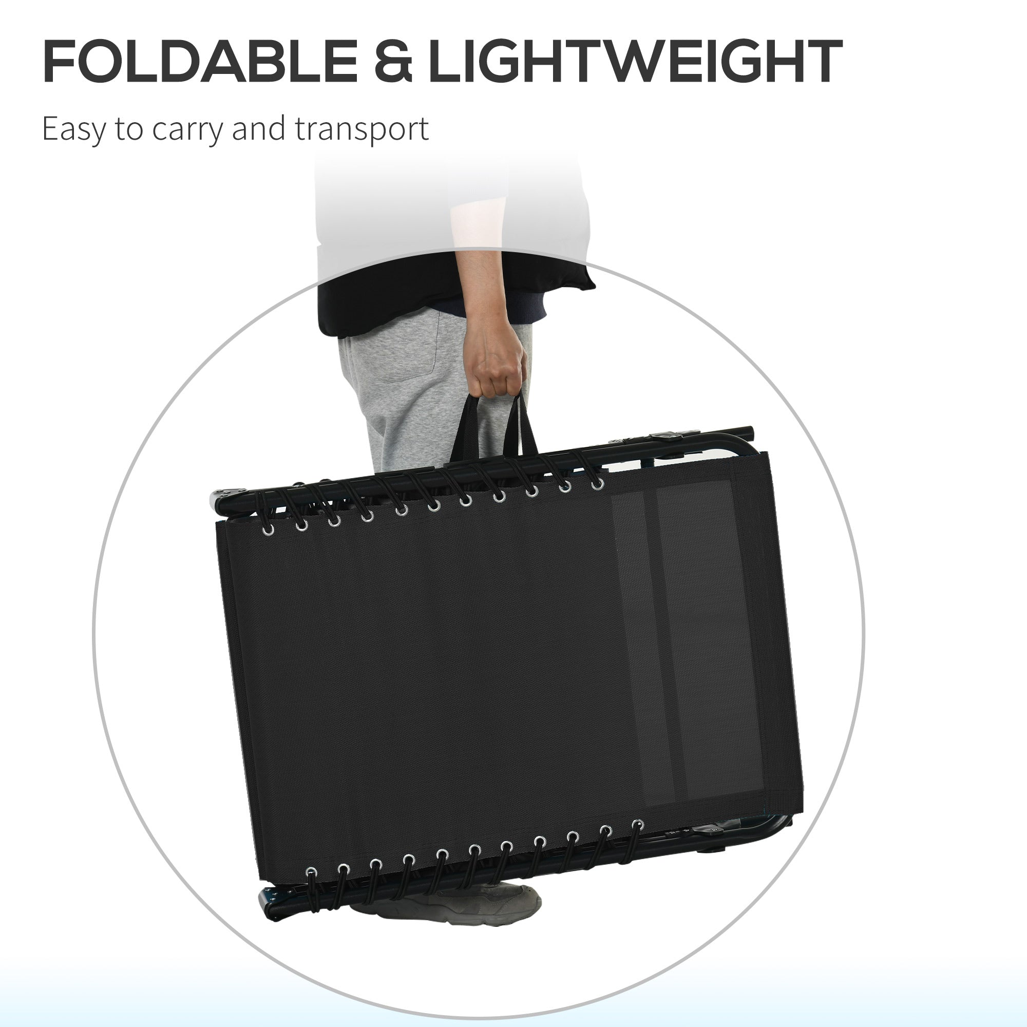 Outsunny Adjustable Folding Beach Bed 4-Level Reclining Lounger Lightweight Portable Camping Black