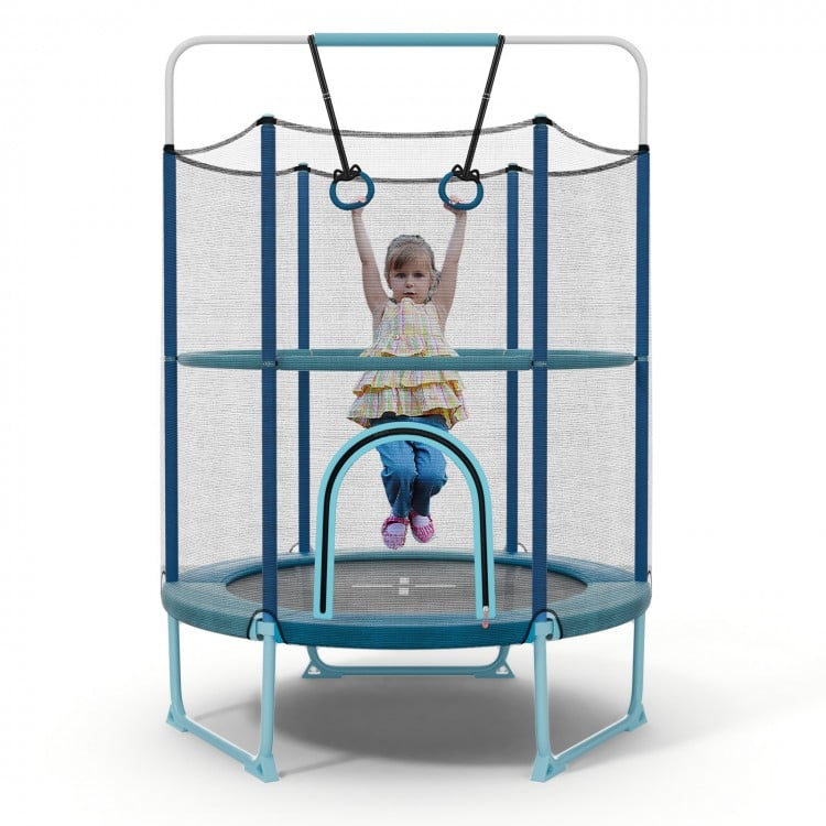 60 Inch Trampoline with Gymnastic Bar and Rings for Kids