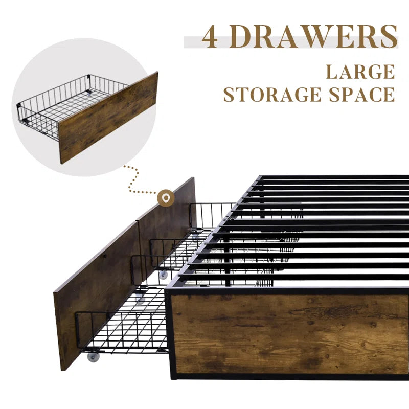 Milliken Storage Platform Bed with 4 Drawers No Headboard