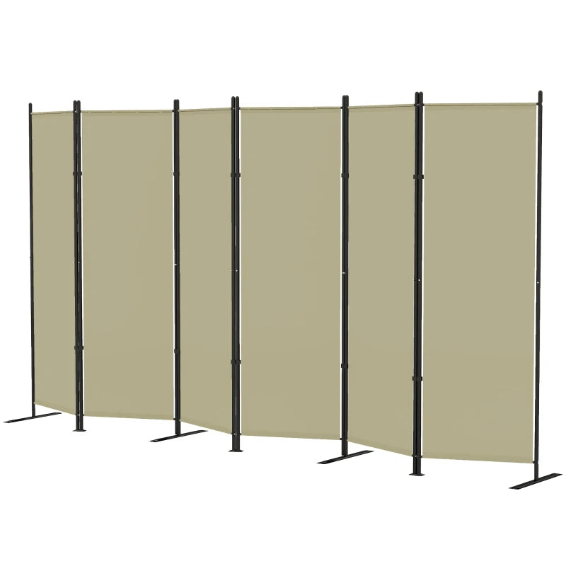 6 Panel Room Divider, 6 Ft Folding Privacy Screen, Portable Freestanding Partition Wall Divider, Beige