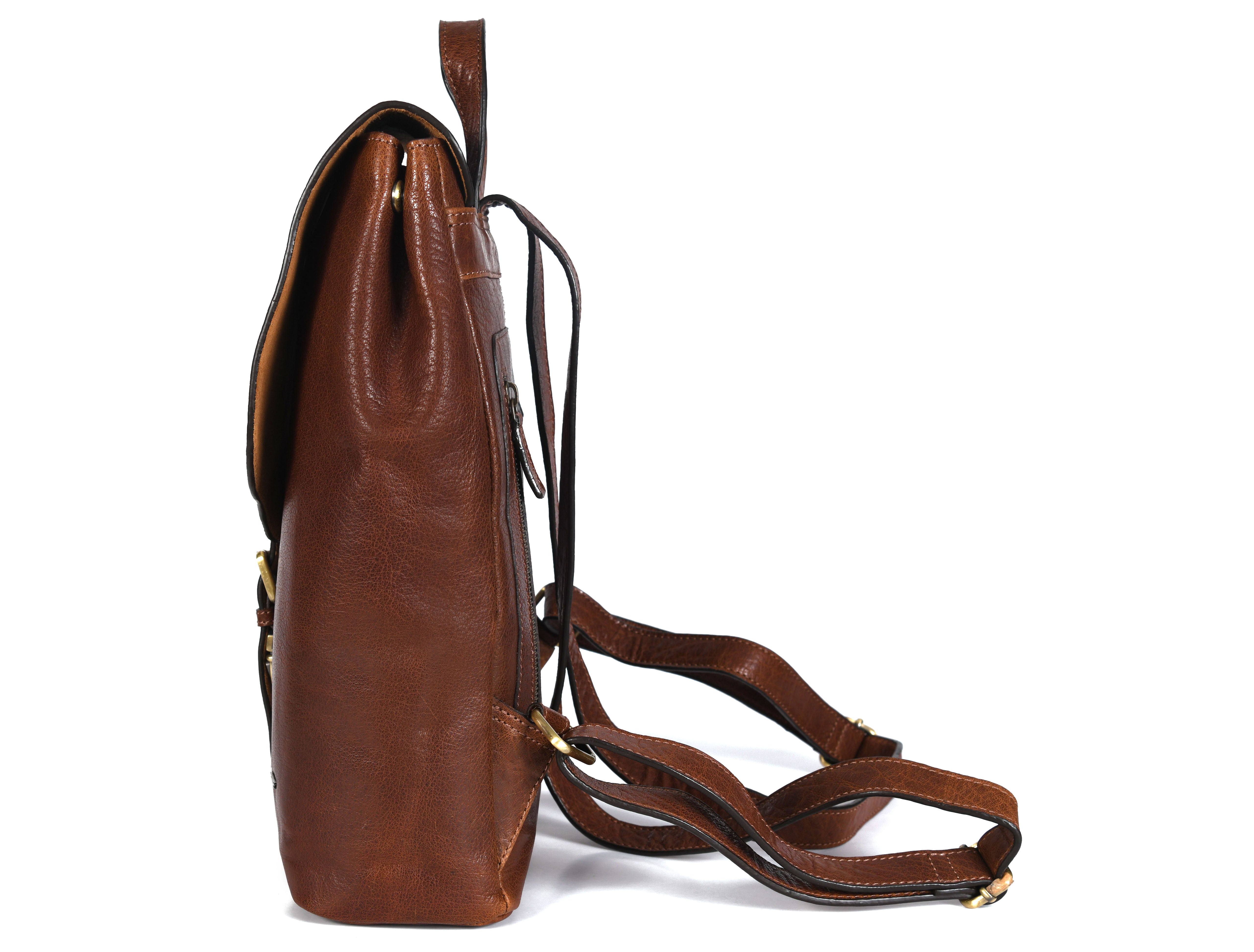Compact European Leather Backpack – Sleek & Durable