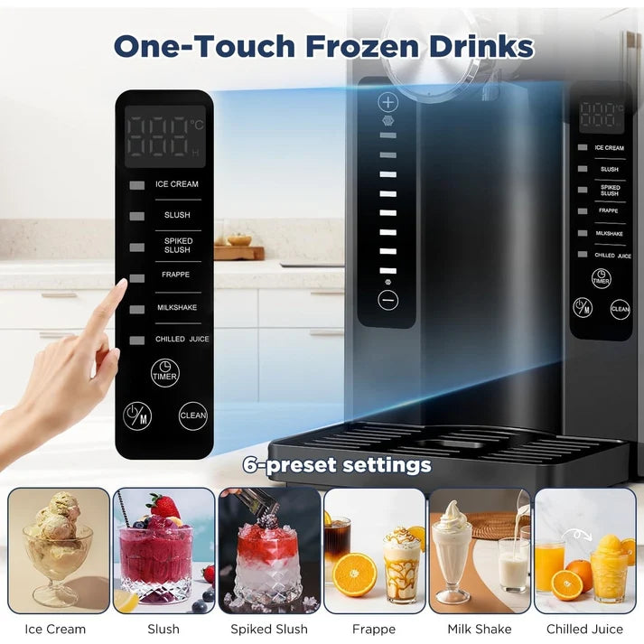 Professional Slushie Machine with Self-Cleaning Function, No Ice Needed, 6 Presets, Black