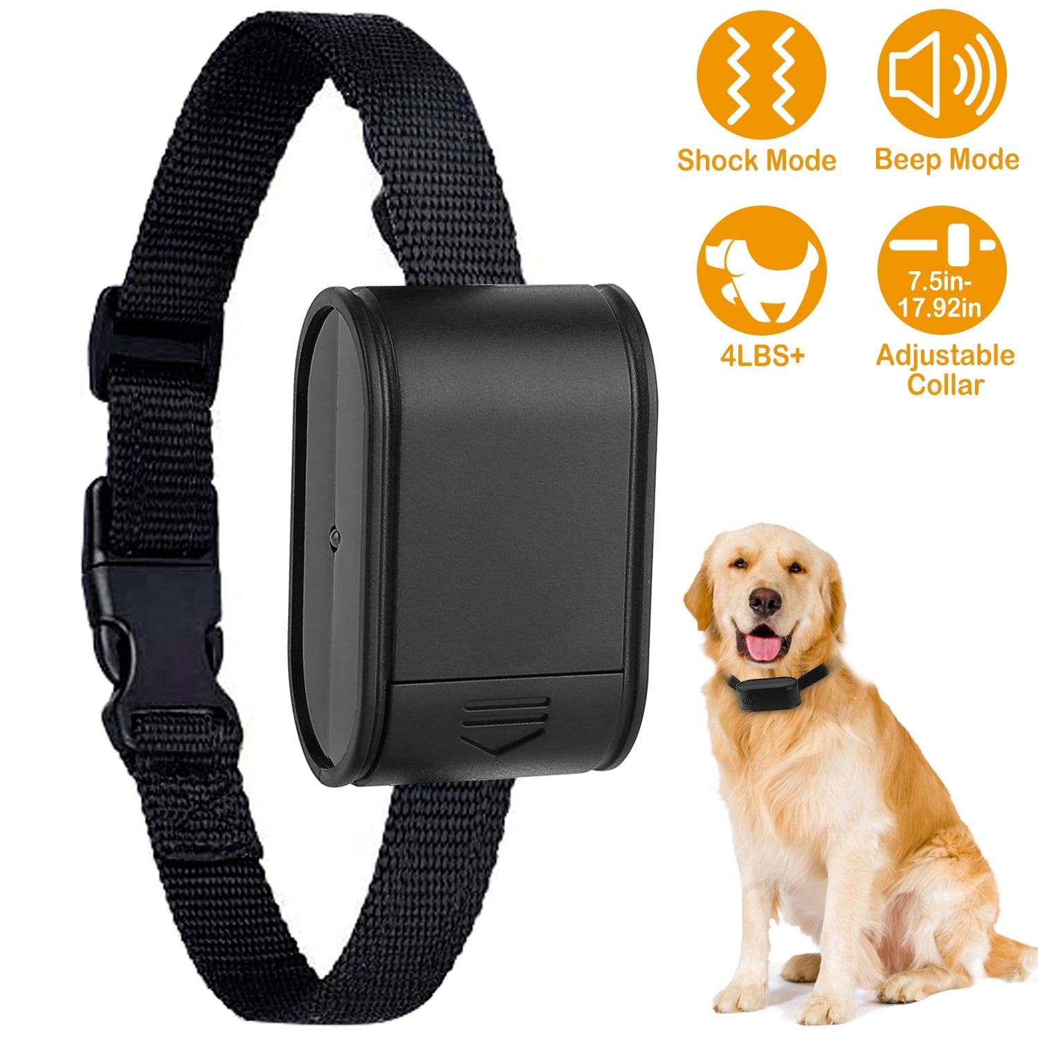 Electric Dog Collar Receiver Anti-Bark Dog Deterrent Training Collar with Beep Shock Modes for Dog Fence System