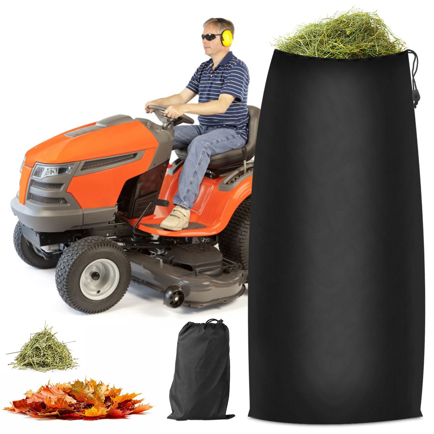 Lawn Tractor Leaf Bag 54 Cubic Feet Standard Garden Waste Collection Bag w/ 112in Opening For Fast & Easy Leaf Collection Riding Lawn Mower Rubbish Ba
