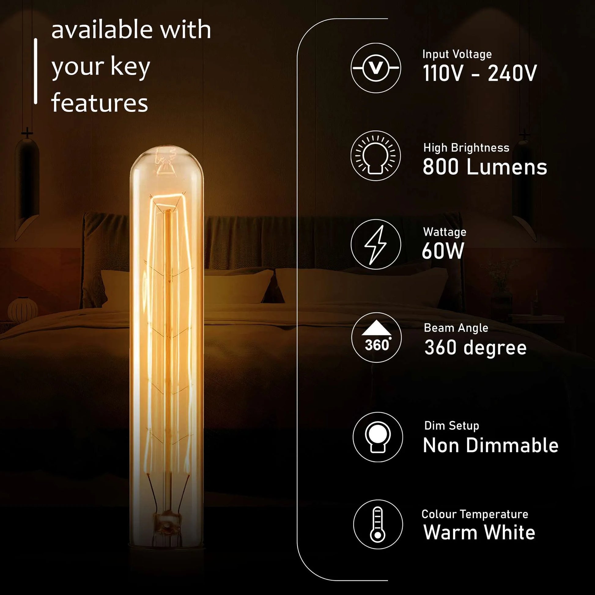 E26 T185 60W Vintage Retro Industrial Filament Bulb 1 / 2 / 3 / 5 pack ~ 1633