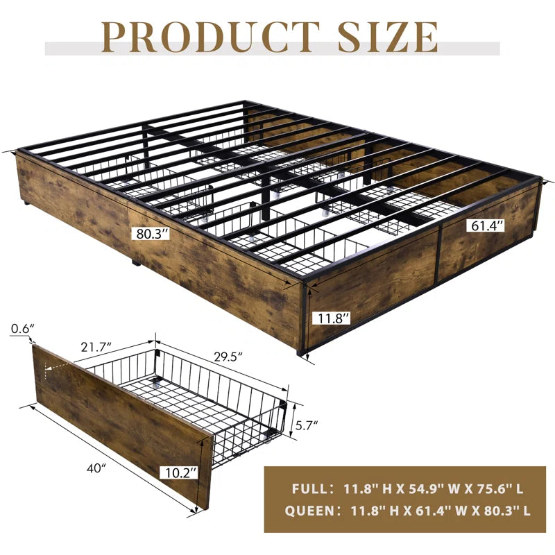 Milliken Storage Platform Bed with 4 Drawers No Headboard