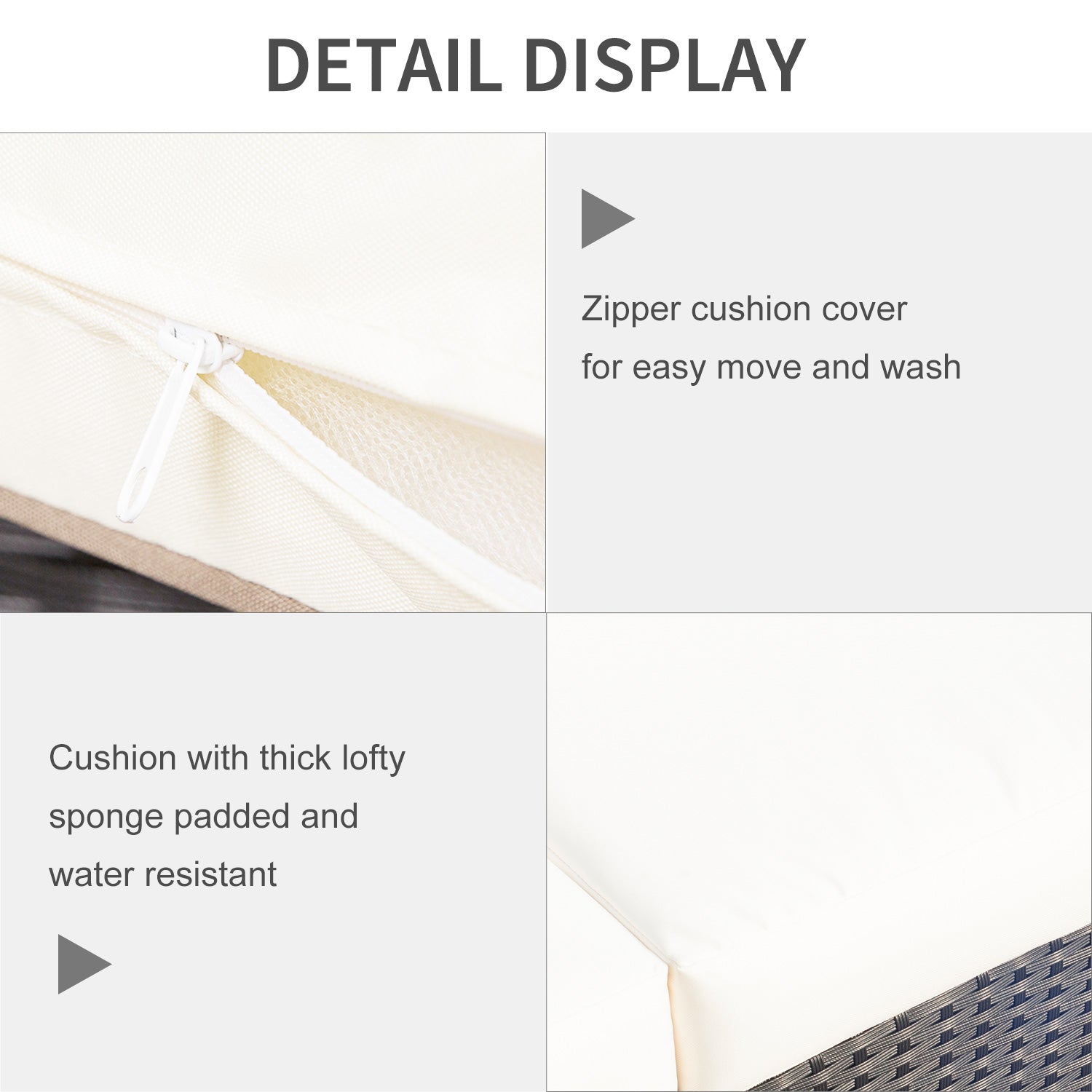 Outsunny Luxury 3-Seater Sofa Rattan Wicker Outdoor Patio Furniture with Plush Cushions Weatherproof Black