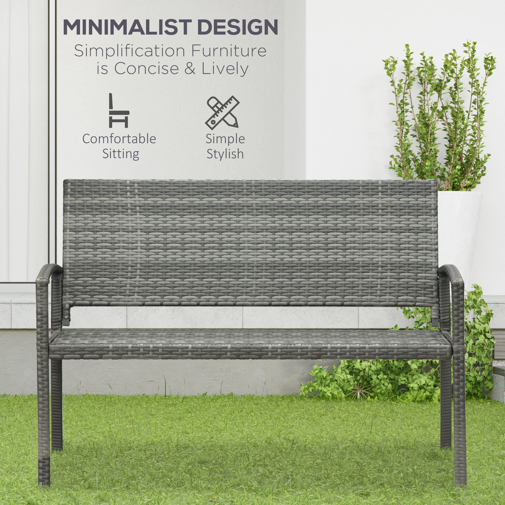 Outsunny Rattan Garden Oasis: Hand-Woven Portable Backyard Loveseat, Grey Wicker Relaxation