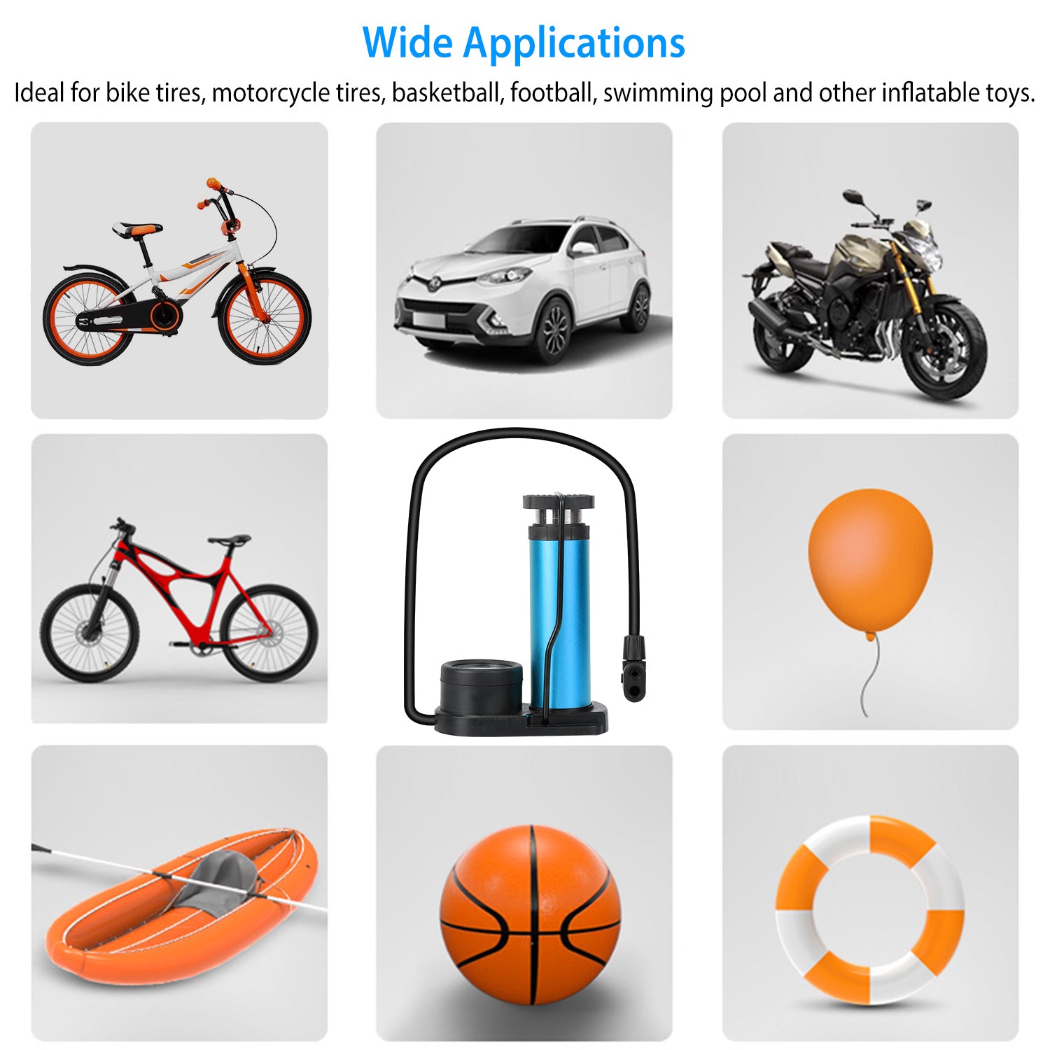 Mini Bike Foot Pump Portable Bicycle Tire Inflator Ball Air Pump Pressure Gauge Tire Air Pump