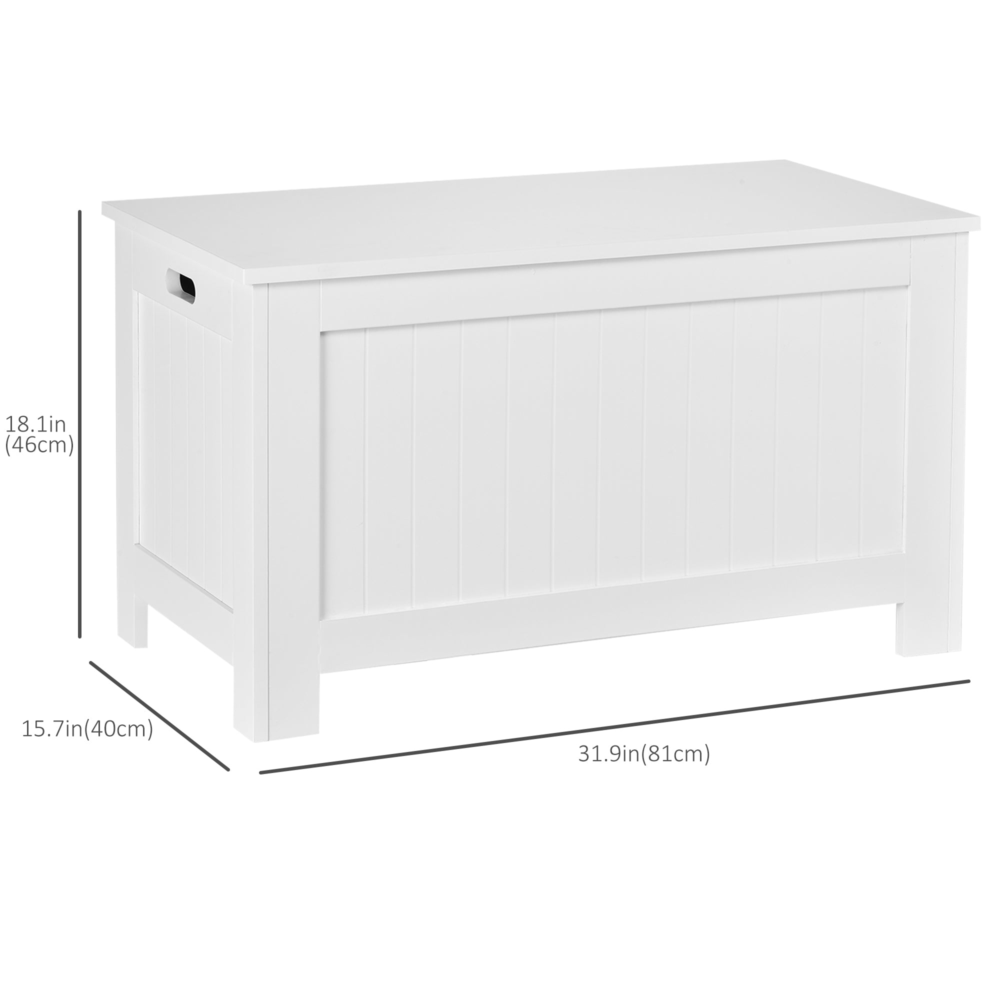 HOMCOM Toy Treasure Chest: Large Storage Box Cabinet with Lid, 2 Safety Hinges, Ideal for Kids' Room Organization, White Finish