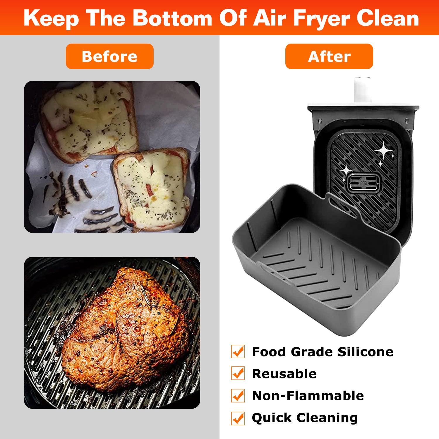 3Pcs Reusable Foldbale Air Fryer Silicone Pot 464°F Heat Resistant Round Replacement of Parchment Liners 3 Food Grade Baking Basket Pans for 4+Quart A