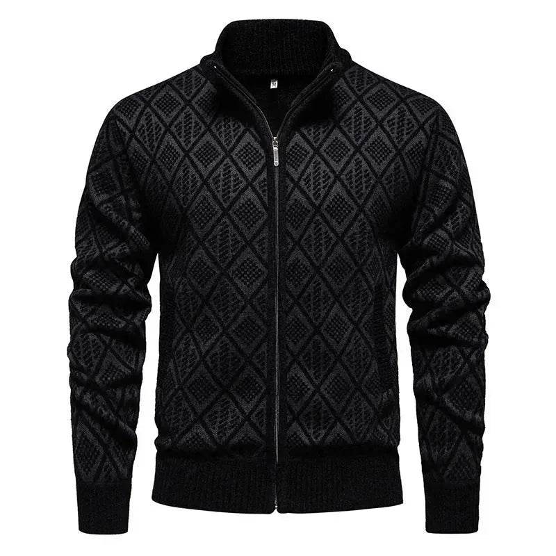2025 Fall Winter Men Fleece-lined Thick Stand Collar Sweater Cardigan for men