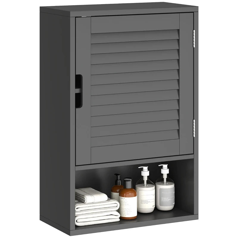 Bathroom Cabinet, Wall Mounted Storage Cabinet with Adjustable Shelves, 40 x 20 x 60 cm, Black