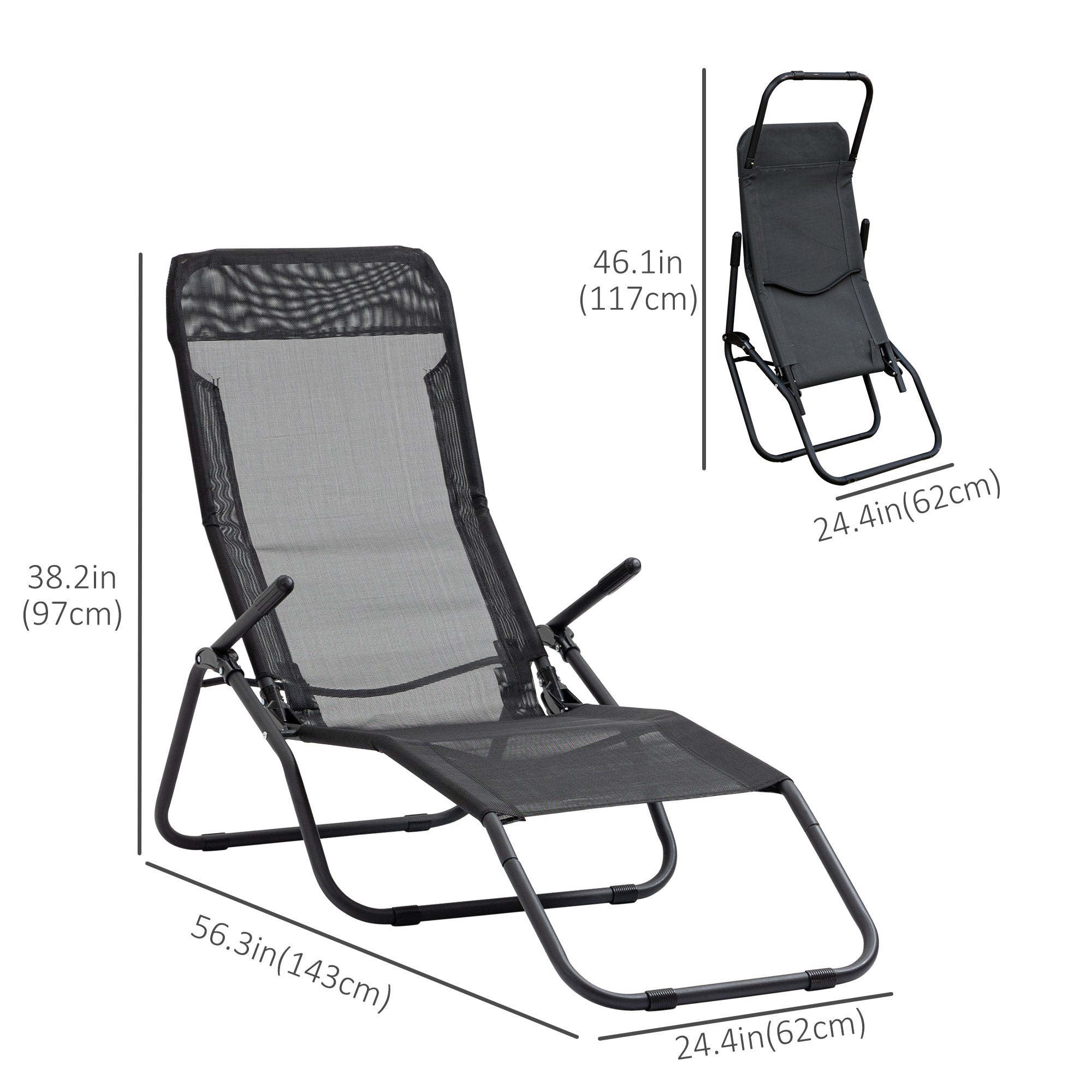 Outsunny Mesh Zero Gravity Lounge Chair Recliners Folding Rocking Chair Outdoor Chaise Lounge for Beach Poolside and Patio Black