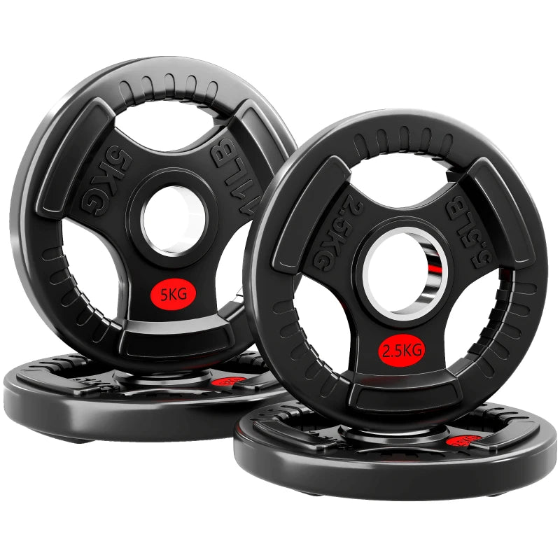 Soozier Weight Plates Set, 2-Inch Barbell Weights Set w/Tri-Grips for Weightlifting and Strength Training, 2 x 6lbs, 2 x 11lbs