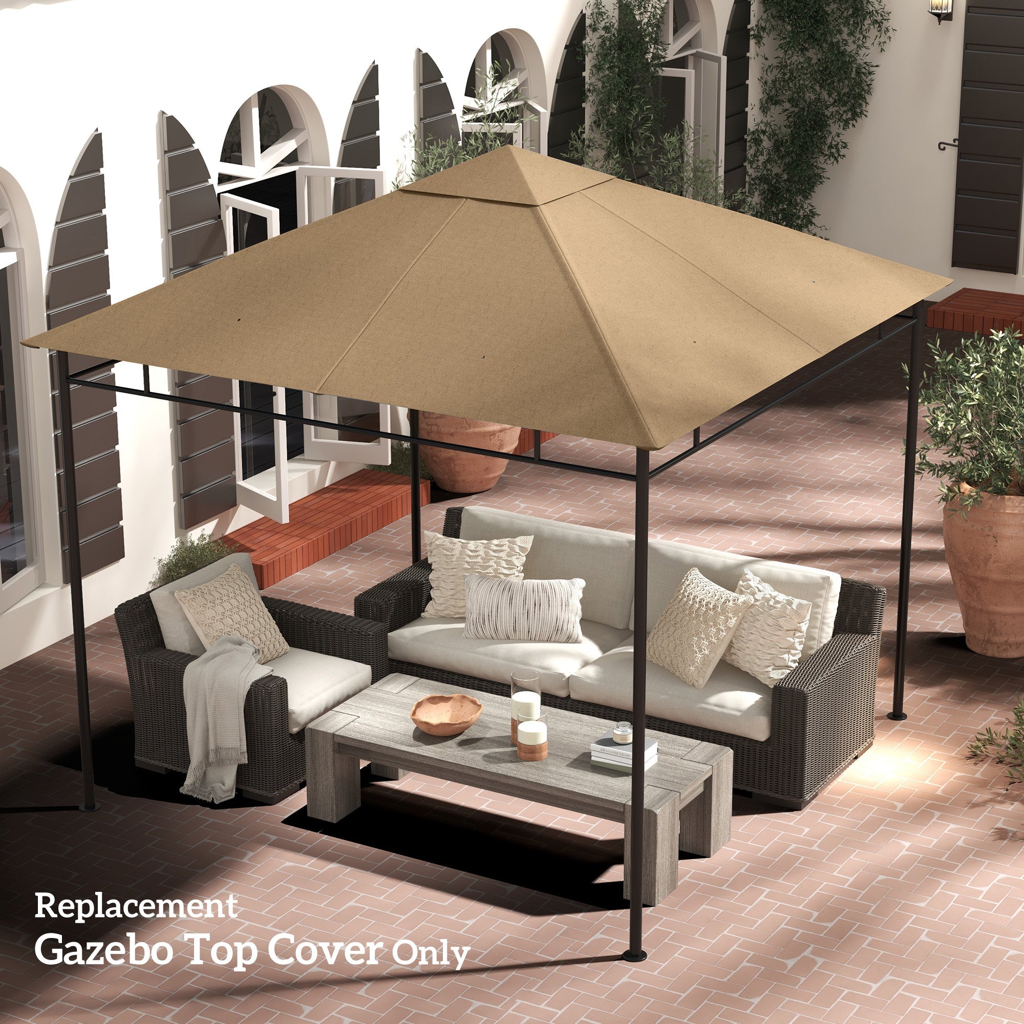 Outsunny Gazebo Canopy Replacement 9.84 x 9.84ft UV Protected Top Sun Shade Beige