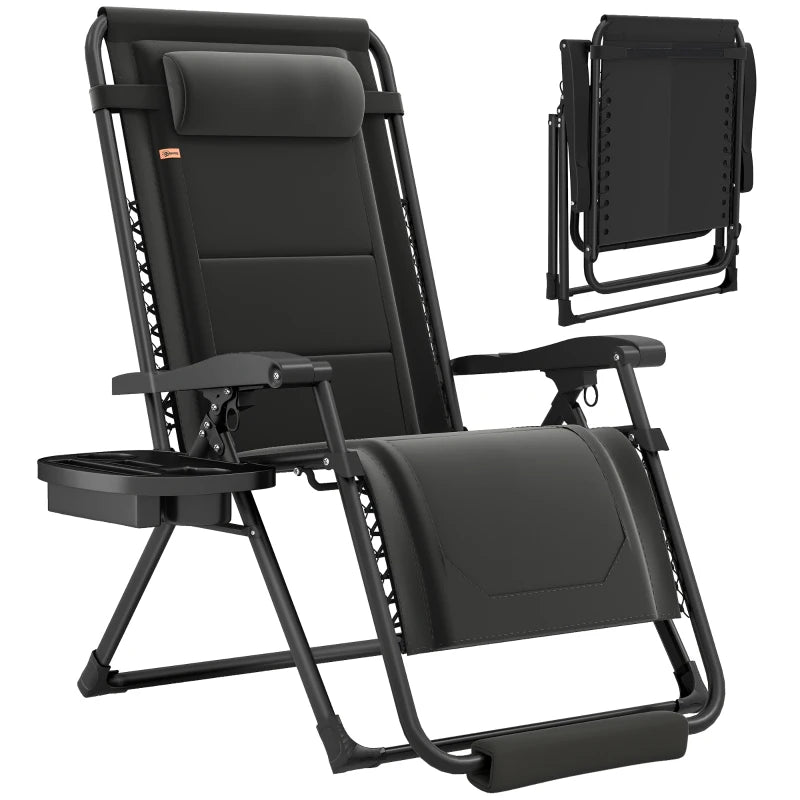 Zero Gravity Chair, Reclining Outdoor Lounger Chair with Cup Holder, 400 LBS Capacity, Black