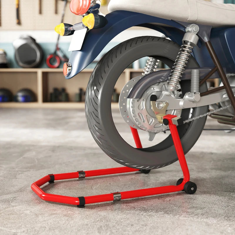 Motorcycle Stand Lift, 850 lbs Capacity Front & Rear Combo Wheel Paddock Stand Lift for Dirt Bikes, Red