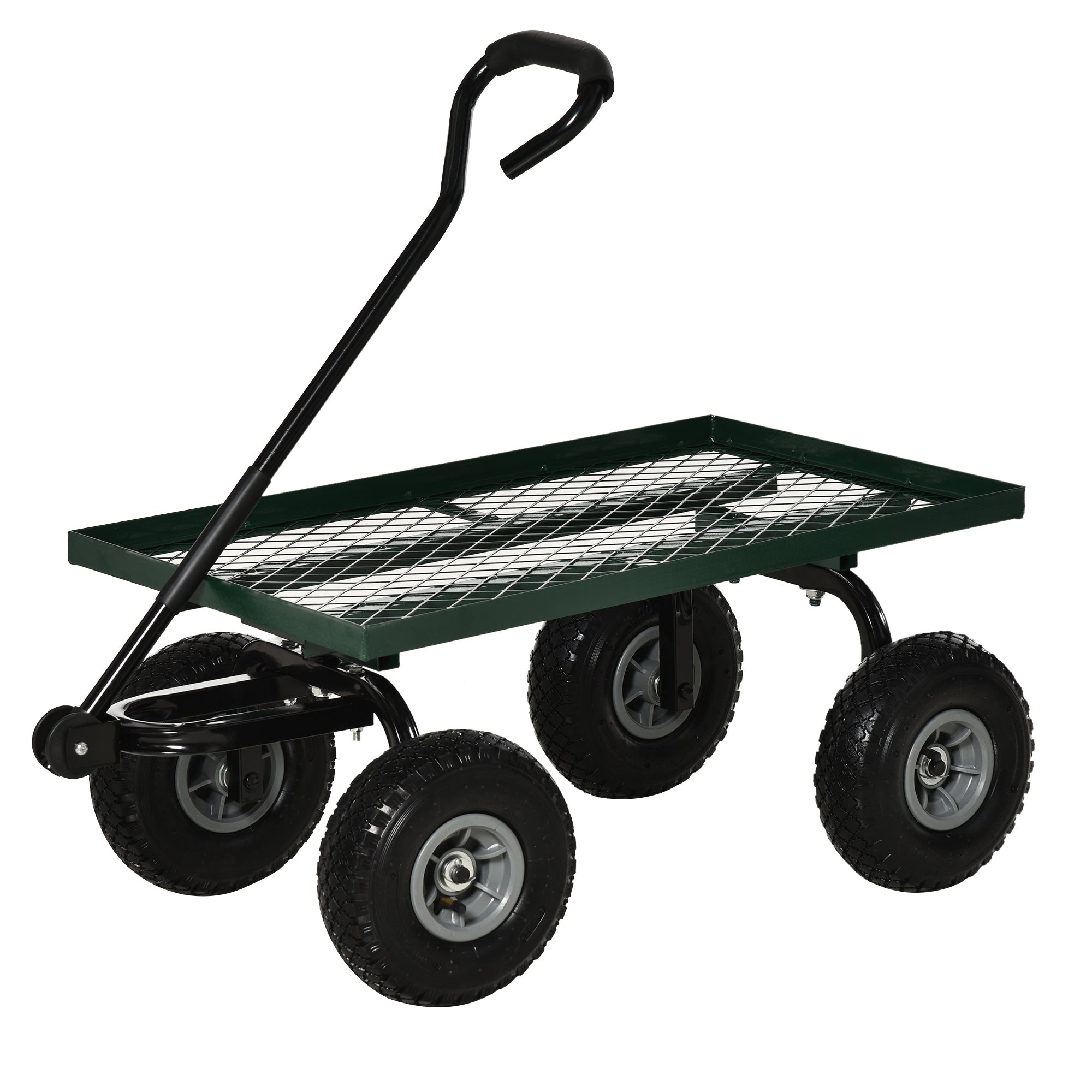 Outsunny Heavy Duty Garden Wagon Cart with 10" Wheels, 330 lbs Capacity, for Garden, Beach, Lawn, Black