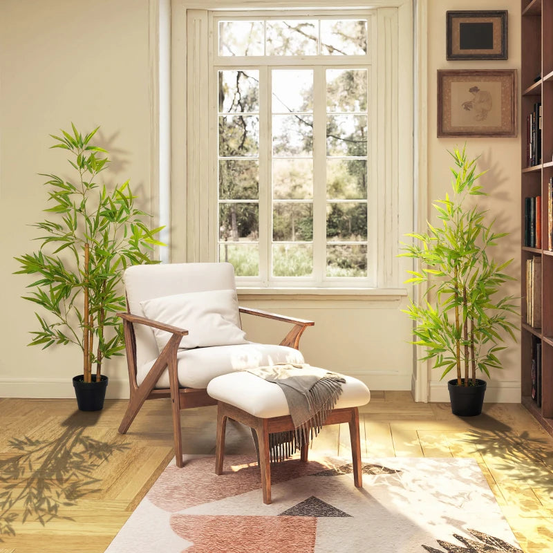 Artificial Bamboo Tree, 4ft Fake Tree with Realistic Leaf and Natural Trunk, Decorative Plant in Nursery