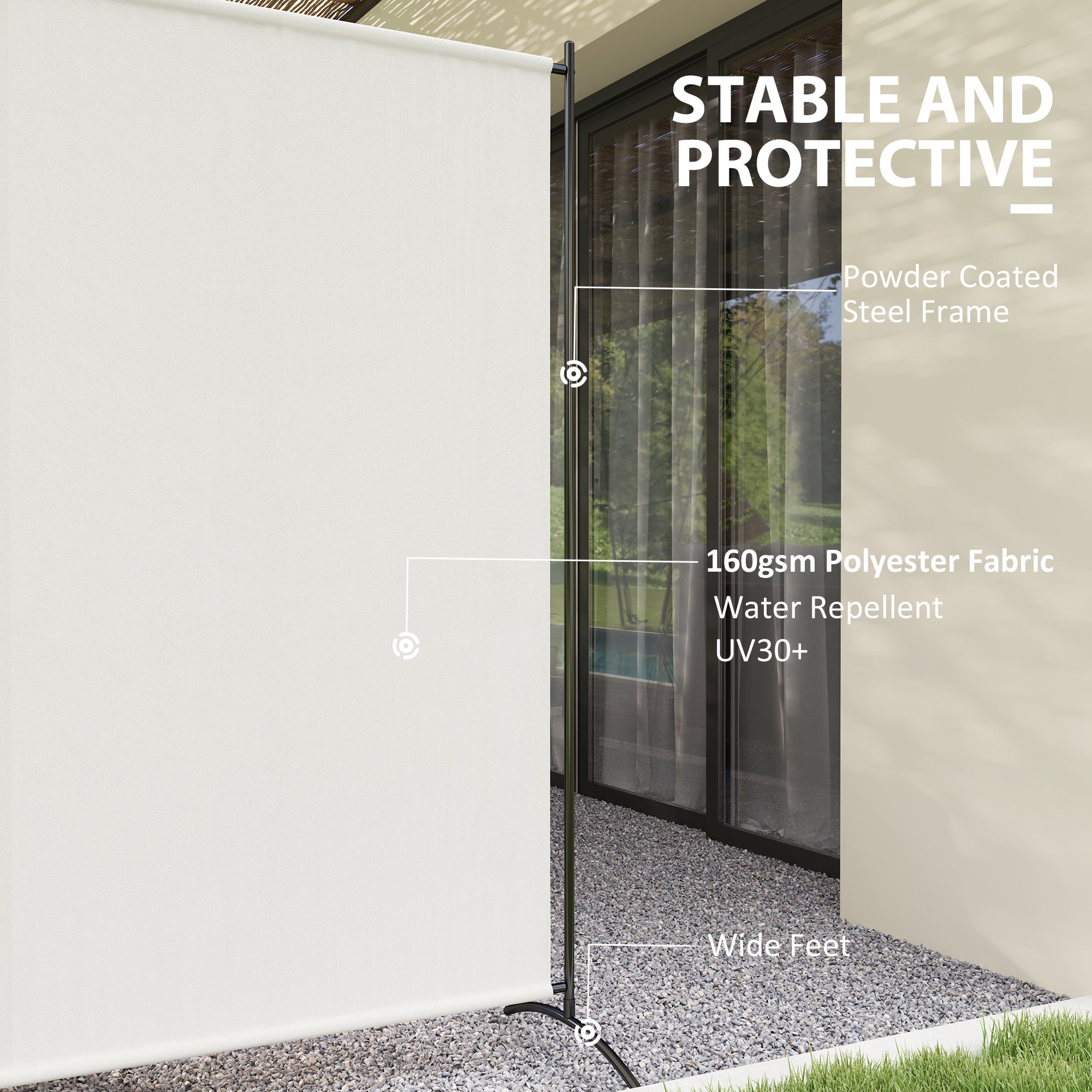 Outsunny Single Panel Room Divider, UV30+ Privacy Screen, Indoor Outdoor Privacy Panel with Stable Base, Beige
