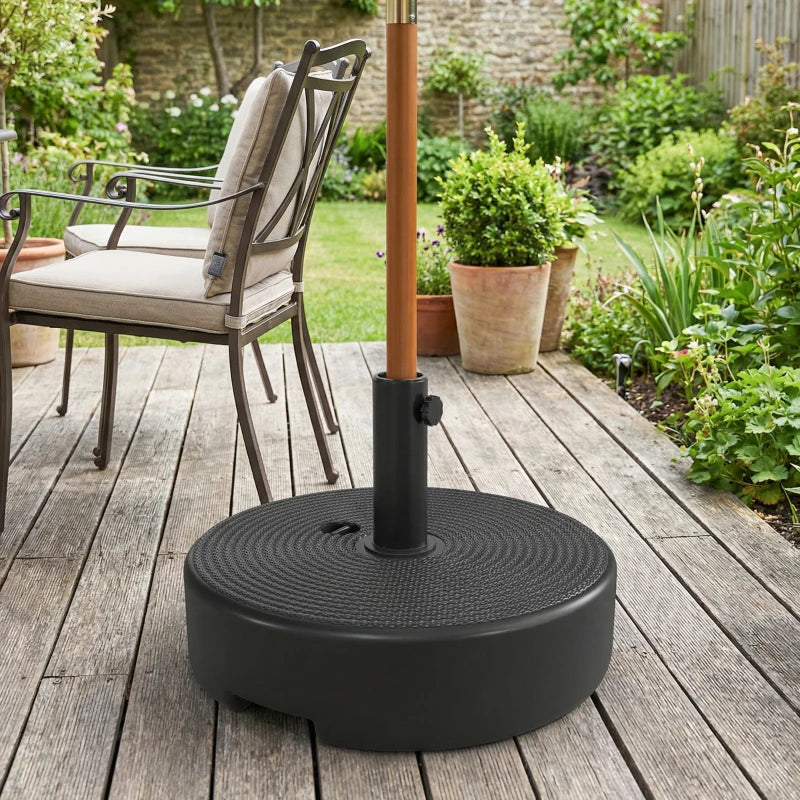 Patio Umbrella Base 33 lbs Water or 42 lbs Sand Filled, Outdoor Umbrella Stand for 1.5"/1.9" Poles Black