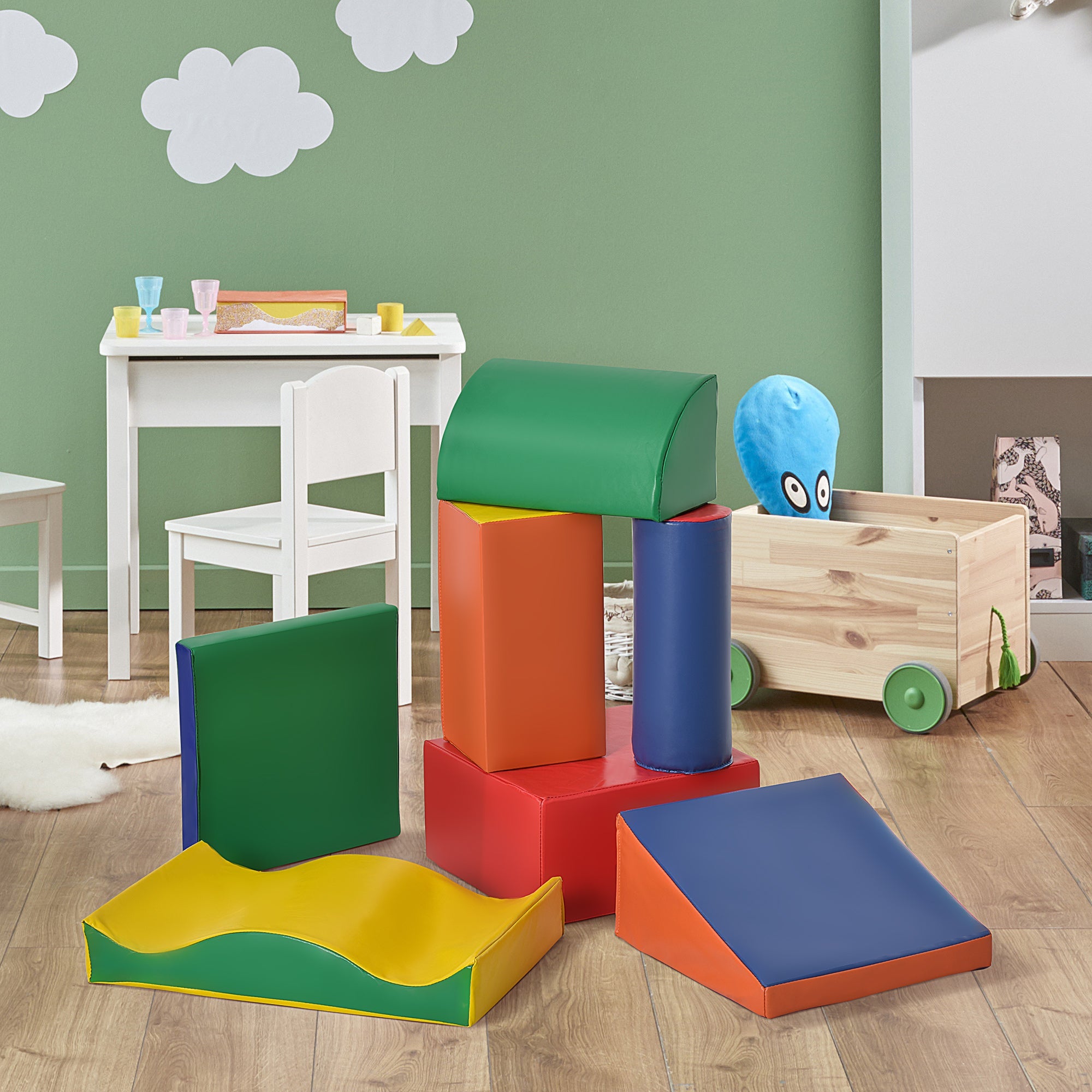 Soozier Soft Play Paradise: 7-Piece Freely-Assembled Climb & Crawl Equipment for 1-3 Years, Multicolored