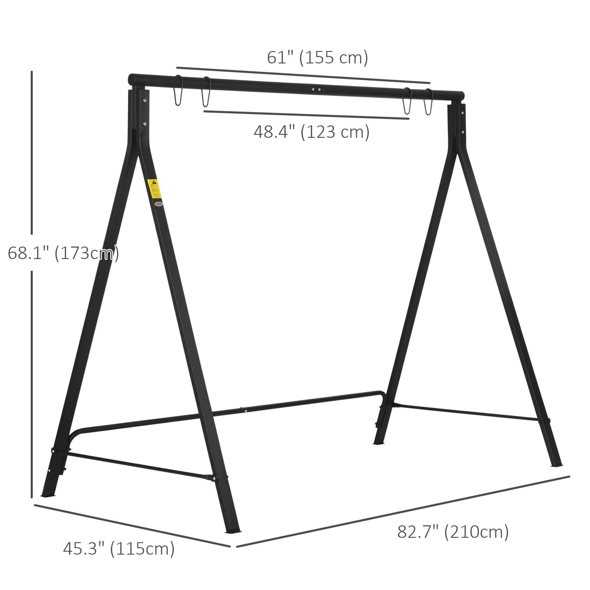 Outsunny Metal Swing Stand Swing Frame, Hanging Chair Stand Only, 528 LBS Weight Capacity, for Backyard, Patio, Lawn, Black