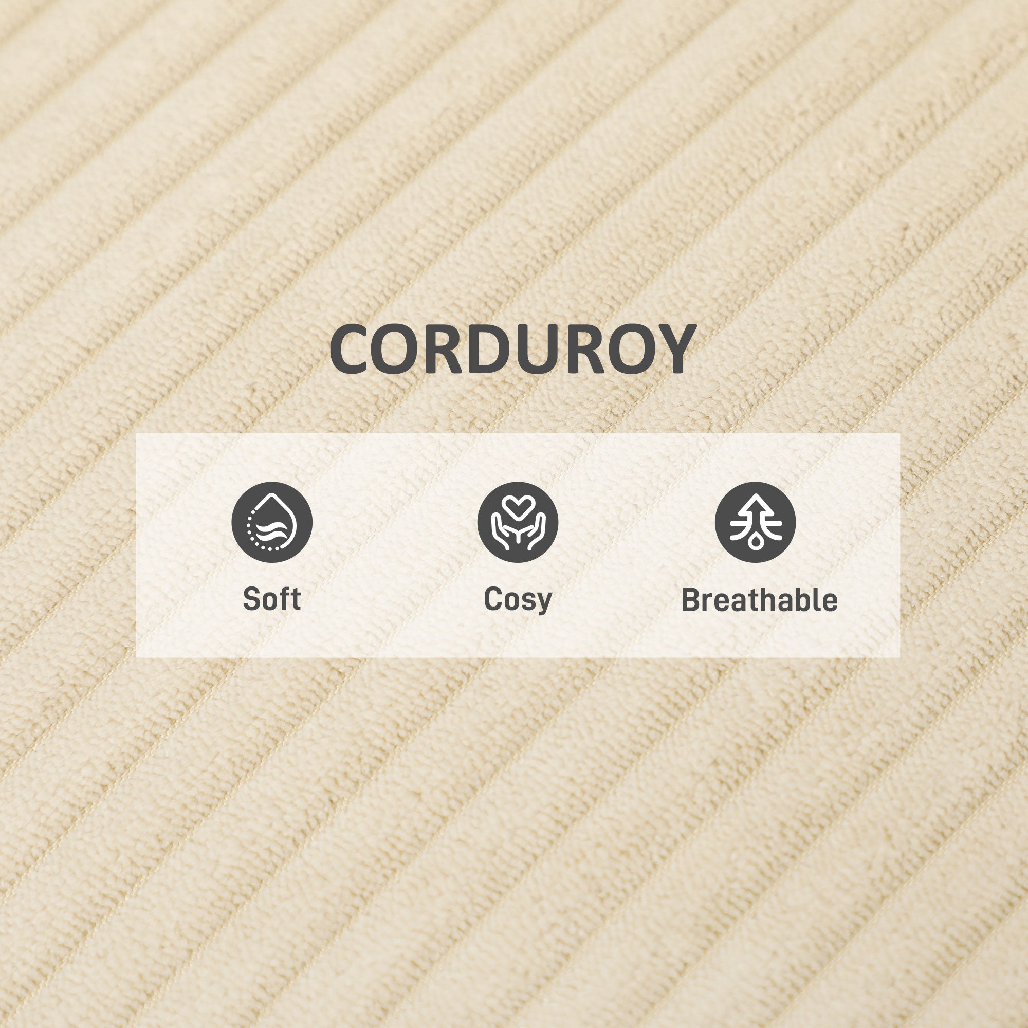 HOMCOM Corduroy Accent Chair Armchair with Wide Seat and Soft Padded Armrests for Reading, Bedroom, Beige