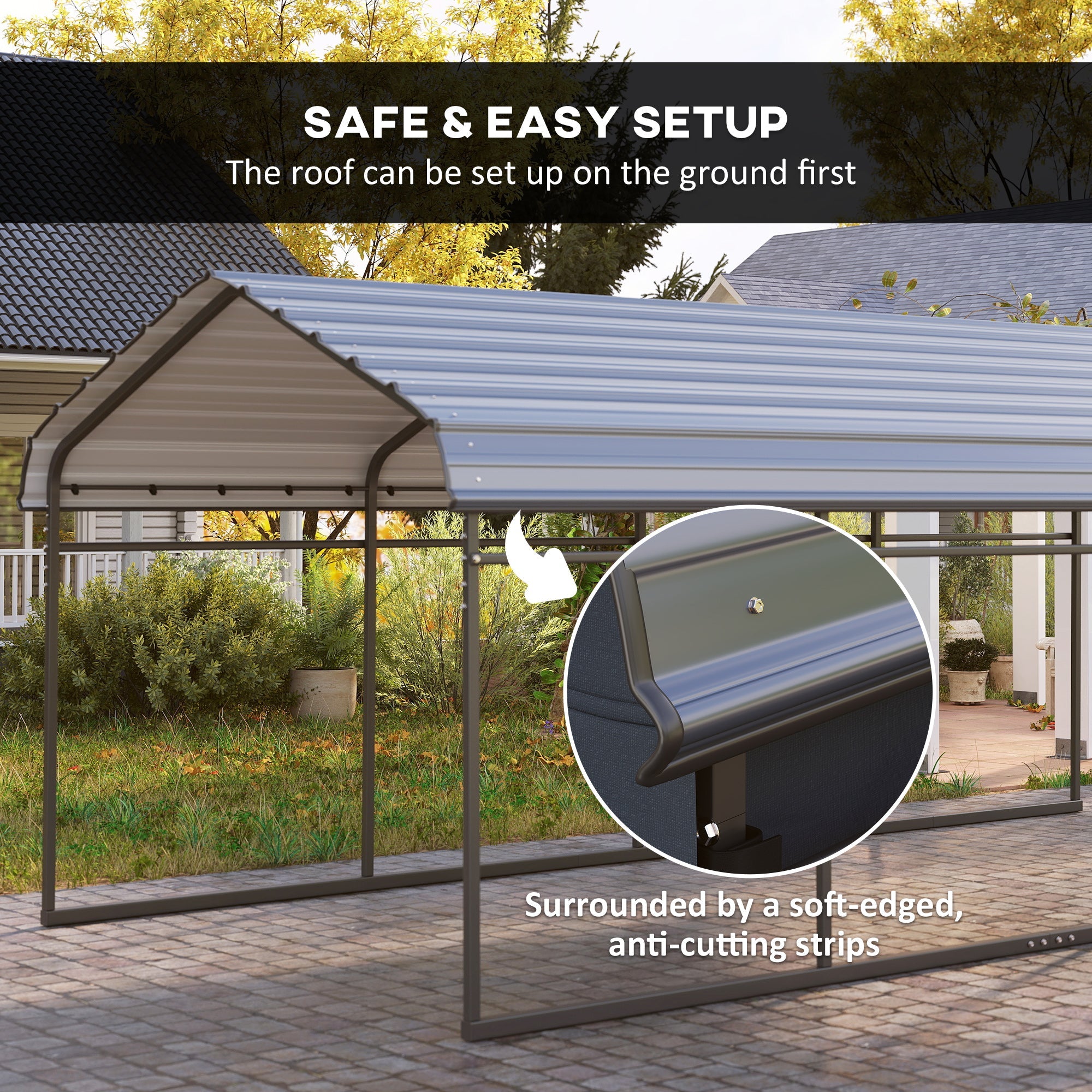 Outsunny 12' x 20' Metal Carport, Heavy Duty Garage Car Shelter with Galvanized Metal Roof and Removable Sidewalls, Dark Grey