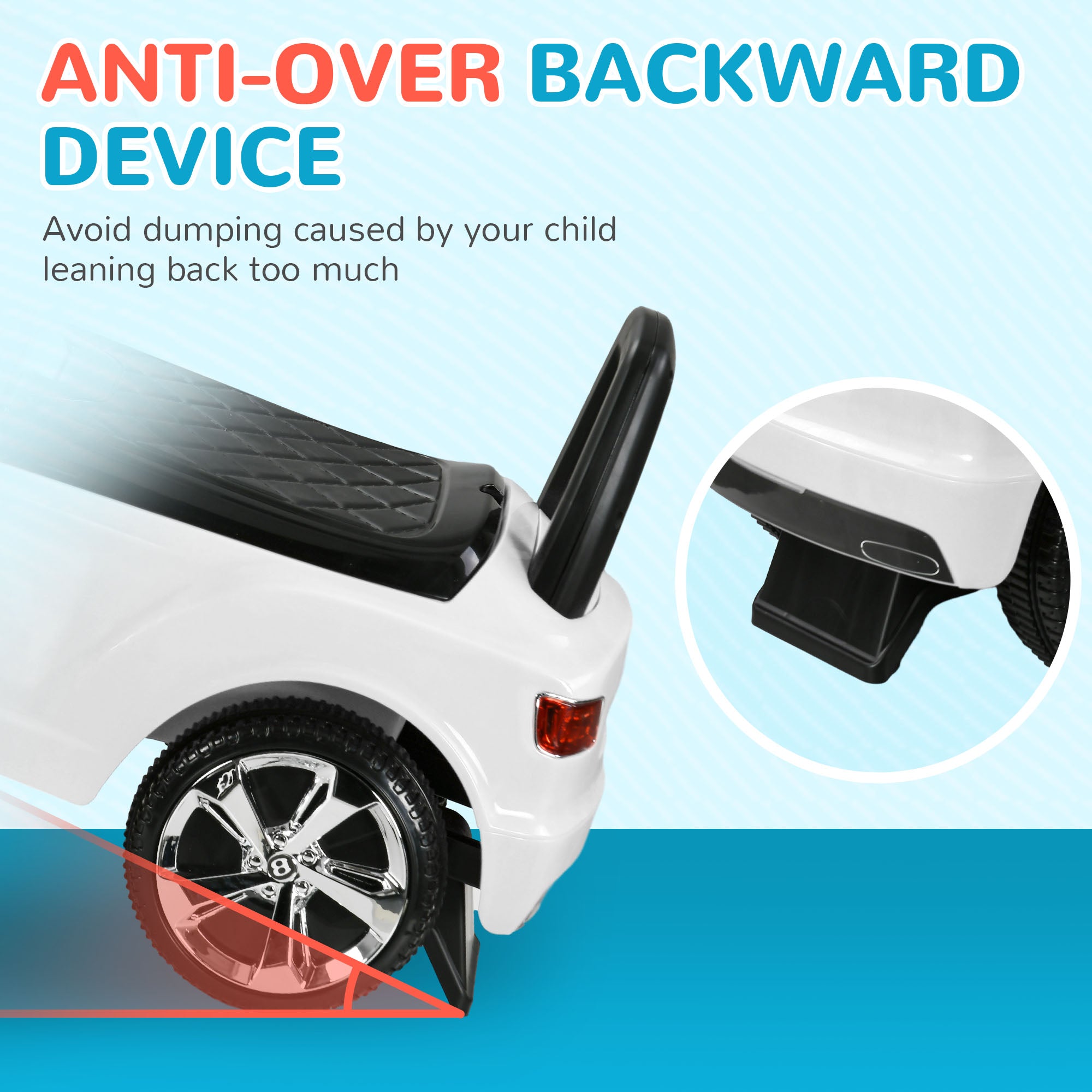 Qaba Bentley Bentayga Licensed Baby Car Foot To Floor with Horn Music, Under-Seat Storage, for 18-36 Months White