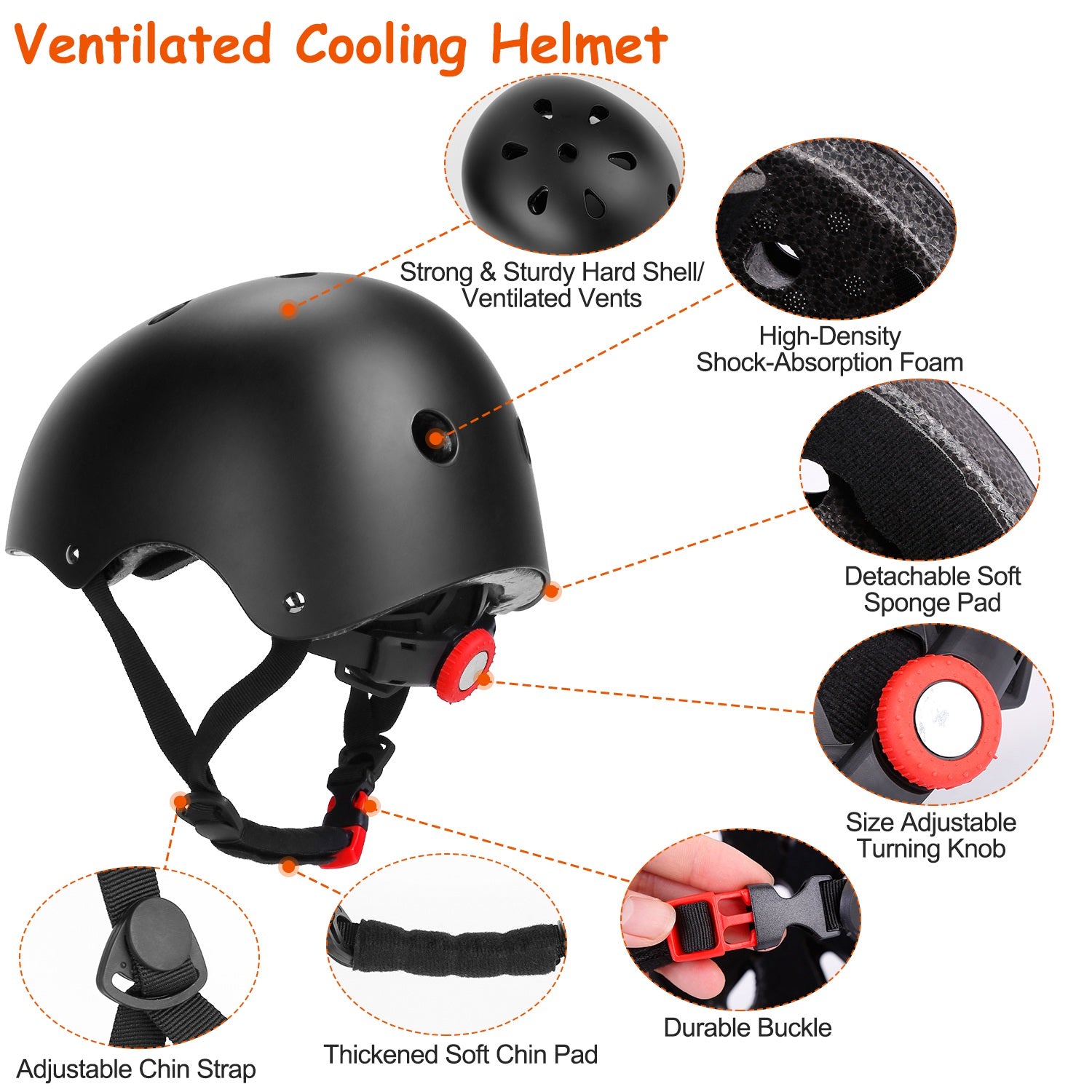 7Pcs Kids Safety Helmet Set Children Sports Protective Gear Set w/ Knee Pads Elbow Pads Wrist Guards For Cycling Bike Skate