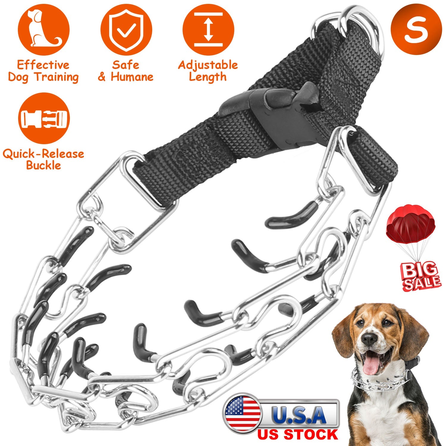 Adjustable Dog Choke Collar Training Chain Dog Necklace with Buckle for Small Medium Large Dogs