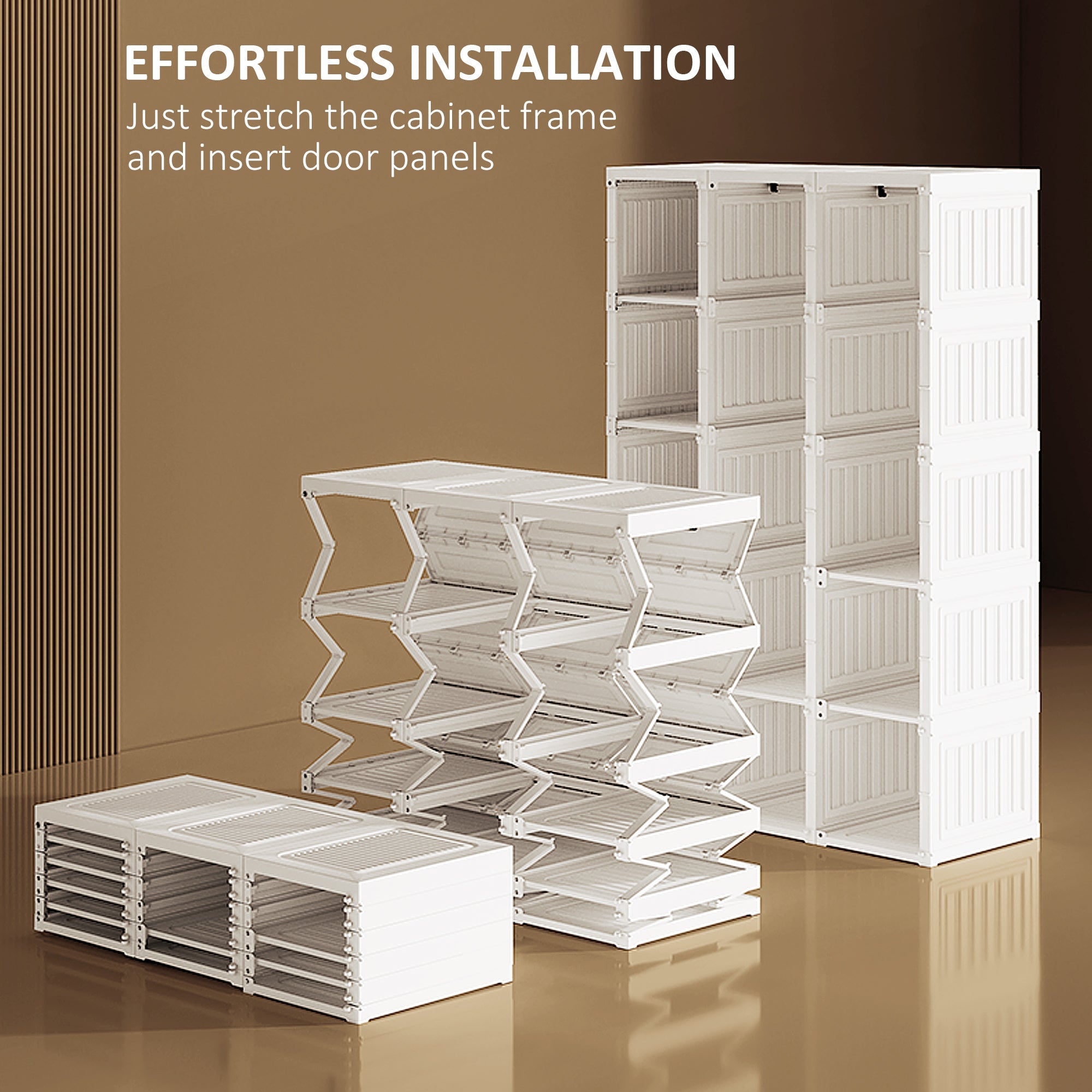 HOMCOM Portable Wardrobe Closet, Bedroom Armoire, Foldable Clothes Organizer with Cube Storage, Hanging Rods, Magnet Doors, White