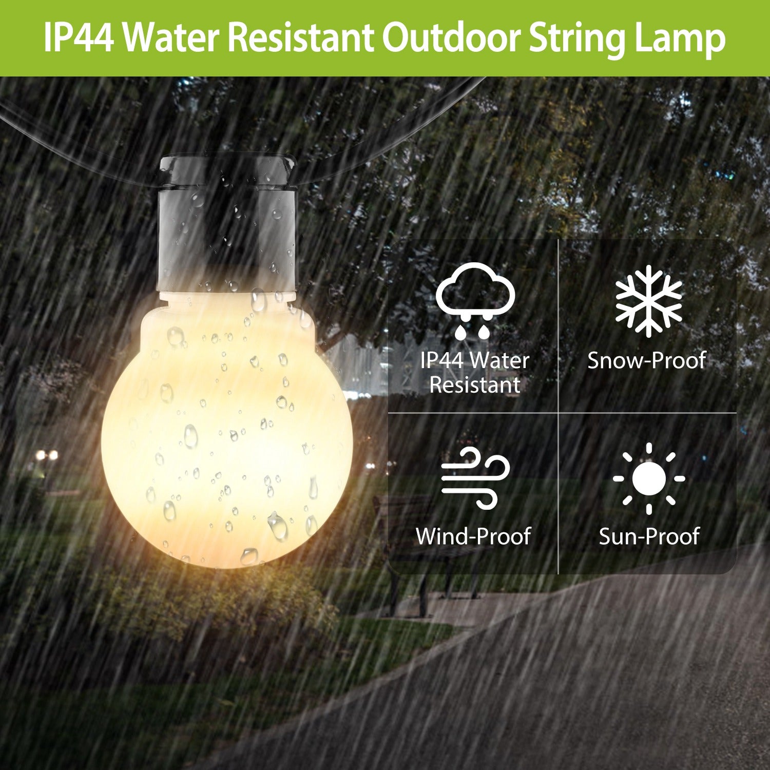 Plug-in Globe String Light Warm White Fairy Light Bulbs Outdoor Water Resistant String Lamp For Garden Patio Yard Shopping Center