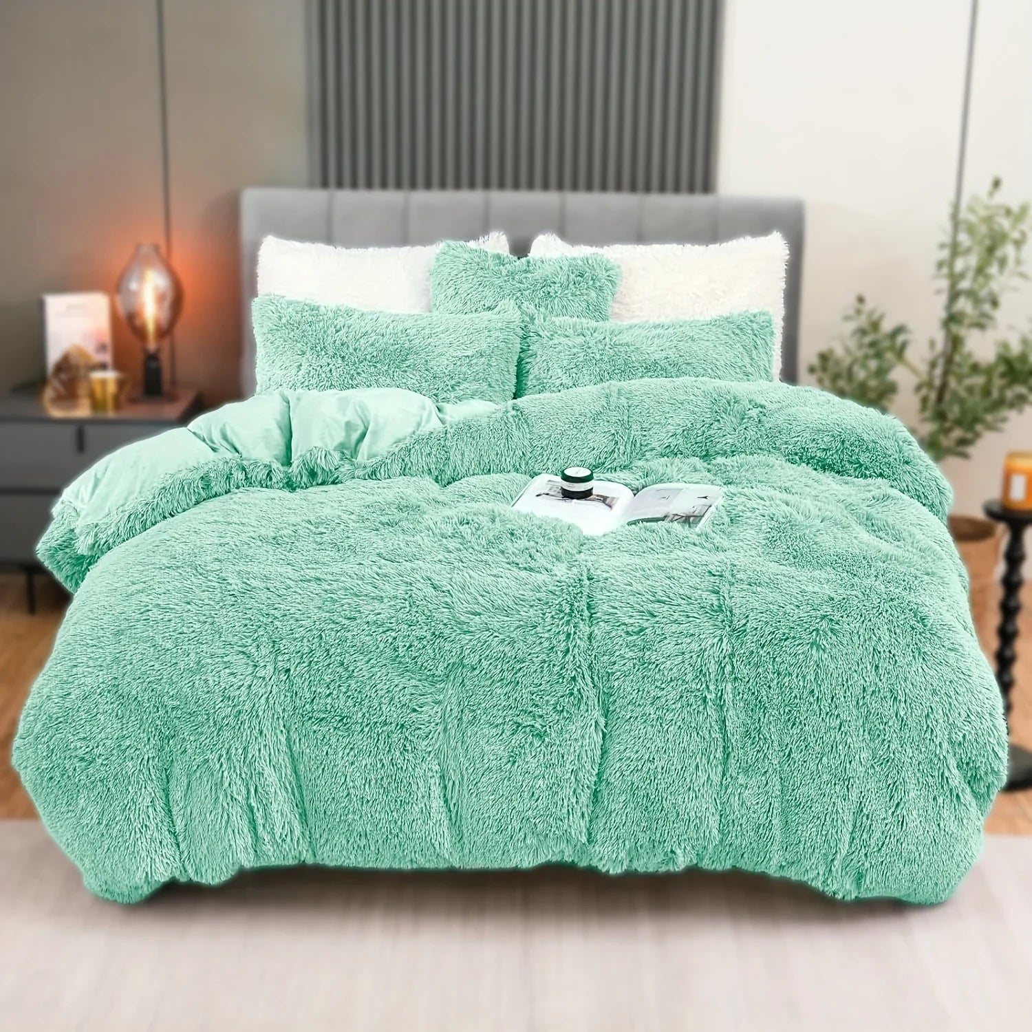 4PCs Plush Duvet Cover Set Luxury Ultra Soft Velvet Duvet