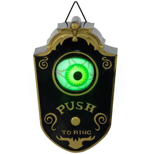 HOMCOM 7.1 Halloween Decoration, Animatronic Doorbell With Simulation Light-up Eyeball, Sound And Motion Activated Animated Prop W Piercing Doorbell Sound