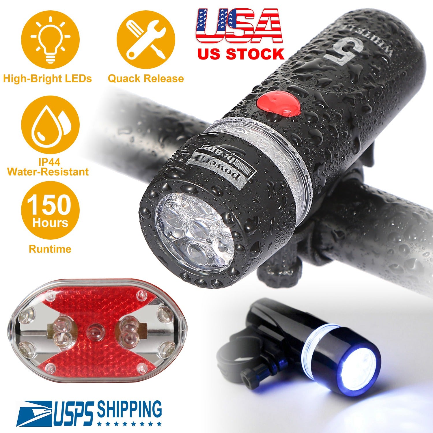 8000LM Bike Front Light Waterproof LED Bicycle Headlamp Cycling Rear Safety Flashlight Set