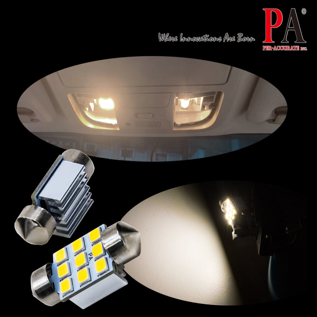 LED Warm White 6000K Festoon 28mm 31mm 9SMD 2835 Interior Automotive Bulb